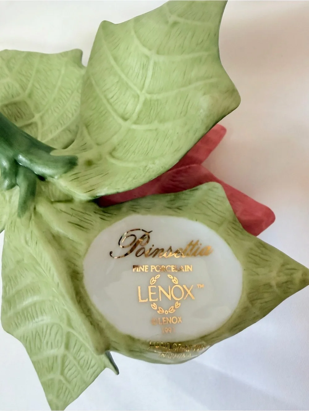 Lenox Garden Poinsettia 1991 Porcelain Flower Figurine 4.75” Original Box